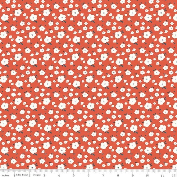 Serendipity 2, Flower Bed, in  Orange (red), C17304-Orange, By Minki Kim, Riley Blake Designs, sold by the yard