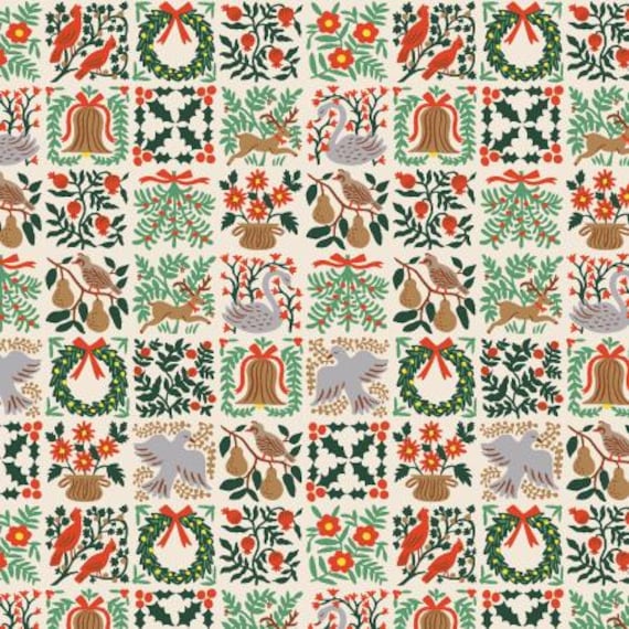 Holiday Classics III, RP616-CR1,  Holiday Tapestry, in Cream Fabric, By Rifle Paper Co. for Cotton + Steel, Sold by the 1/2 yard or the yard