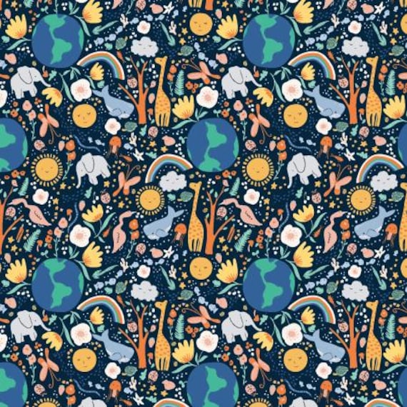 Wonderful World - Out Of This World - Deep Sapphire Fabric Cotton+Steel, sold by the yard