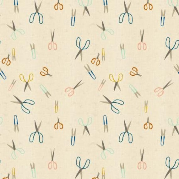 Paper Cuts, Snip Snip, Natural Unbleached Cotton Fabric, R1963-001,  Rashida Coleman-Hale, Cotton + Steel, Sold by the 1/2 yard or the yard