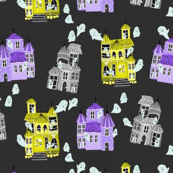 Bring Your Own Boos - Ghost Hosts - Spooky Black Fabric- CC300-SB2- Cotton and Steel- Sold by the 1/2 yard or the yard