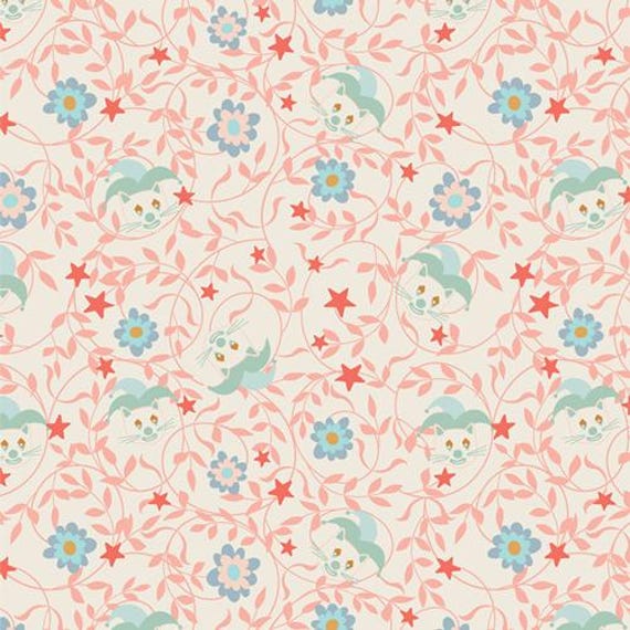 Purr Parade, Purrfectly Clownish Blush, Designed by AGF Studio, sold by the yard