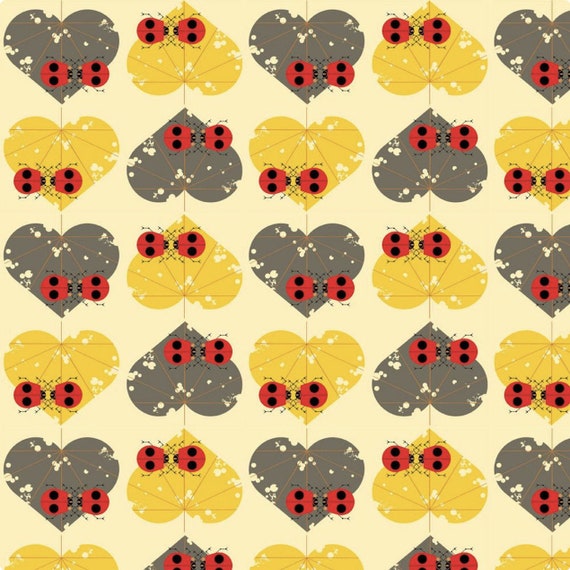 Birch Fabric, Charley Harper Lakehouse Vol. 2 Collection, Ladybug Lovers (CH-144)- Organic Cotton/poplin- Sold by the 1/2 yard or the yard