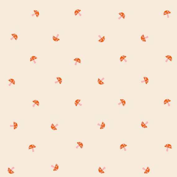 Carousel, Tiny Mushrooms, in Natural, RS00100 11, By Melody Miller, Ruby Star Society, sold by the 1/2 yard or the yard