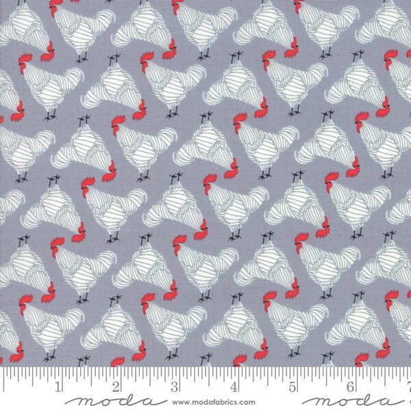Farm Charm Steel Chicken Little, by Gingiber, 48292 13 Moda, sold by the 1/2 Yard - Cut Continuously