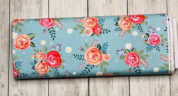 Poppy & Posey Main Mint, C10580-MINT, By Dodi Lee Poulsen, For Riley Blake Designs, sold by the 1/2 yard or the yard