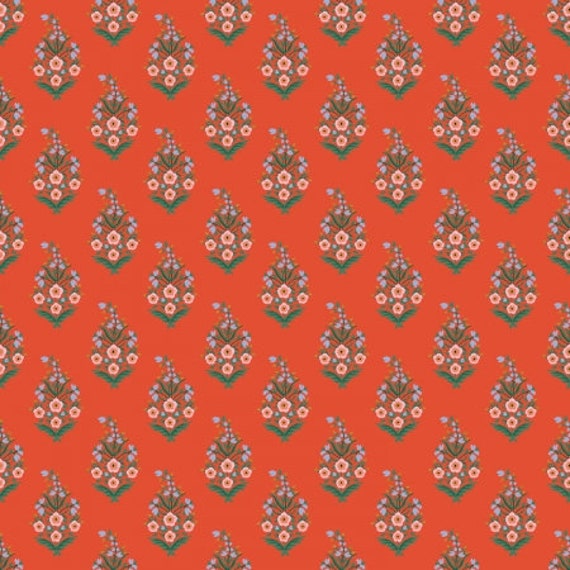 Vintage Garden, Paisley, Red Metallic Fabric, RP1007-RE2M, By Riffle Paper Co, Cotton & Steel, sold by the the 1/2 yard or the yard