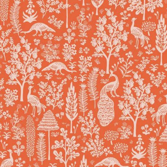 Camont,  Menagerie Silhouette,  Orange Fabric, RP708-OR3, By Rifle Paper Co for Cotton + Steel, sold by the 1/2 yard or the yard