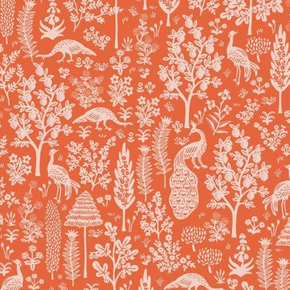 Camont,  Menagerie Silhouette,  Orange Fabric, RP708-OR3, By Rifle Paper Co for Cotton + Steel, sold by the 1/2 yard or the yard