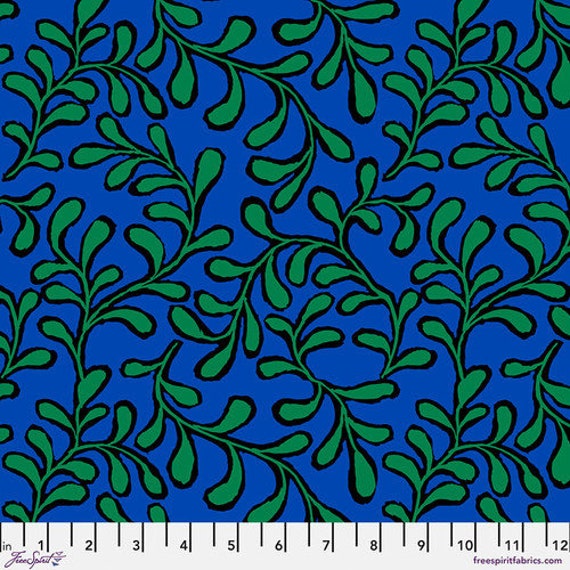 Twig, in Blue, Kaffe Fassett Collective, Feb 2023, FreeSpirit Fabrics, sold by the 1/2 yard or the yard