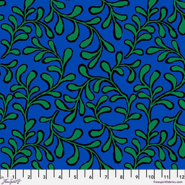 Twig, in Blue, Kaffe Fassett Collective, Feb 2023, FreeSpirit Fabrics, sold by the 1/2 yard or the yard