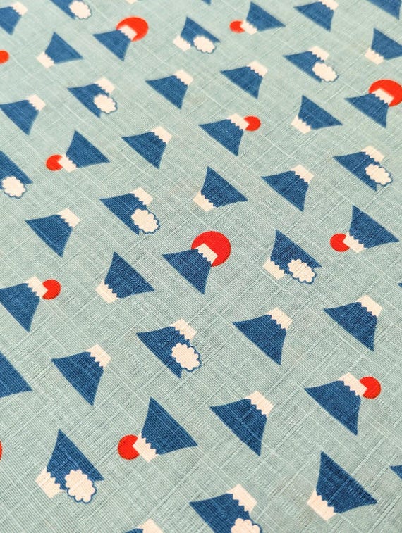 Orimono imports, Cosmo, AP-32702-1B, Mt Fuji, in light blue, Cotton Dobby, sold by the yard