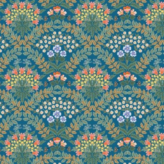 Bramble, Blue Fabric, RP901-BL2, By Rifle Paper Co, Cotton + Steel, Sold by the 1/2 yard or the yard