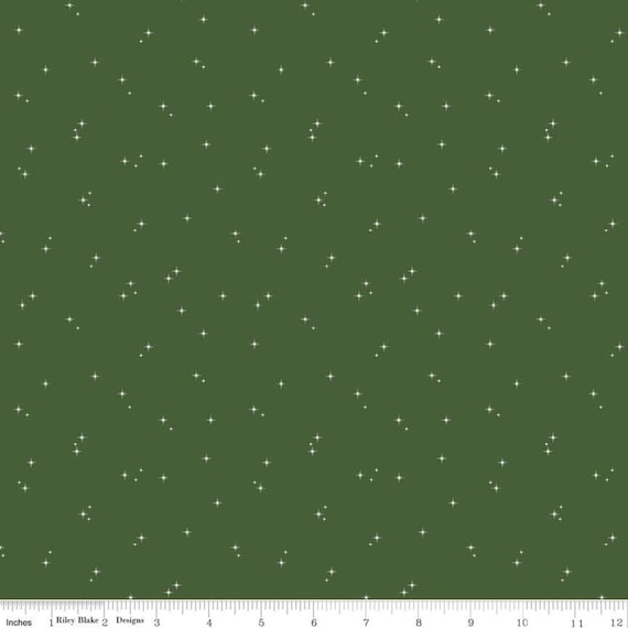 Mod Meow, Stars Green, C10284-GREEN, By Amanda Niederhauser for Riley Blake, Sold by the 1/2 yard or the yard