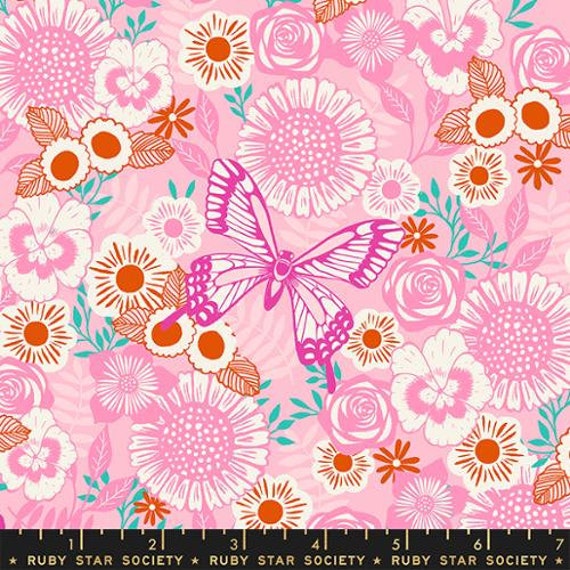 Backyard, Butterfly Garden, in Posy, RS2085 12 , by  Sarah Watts, for Ruby Star/Moda, sold by the 1/2 yard or the yard