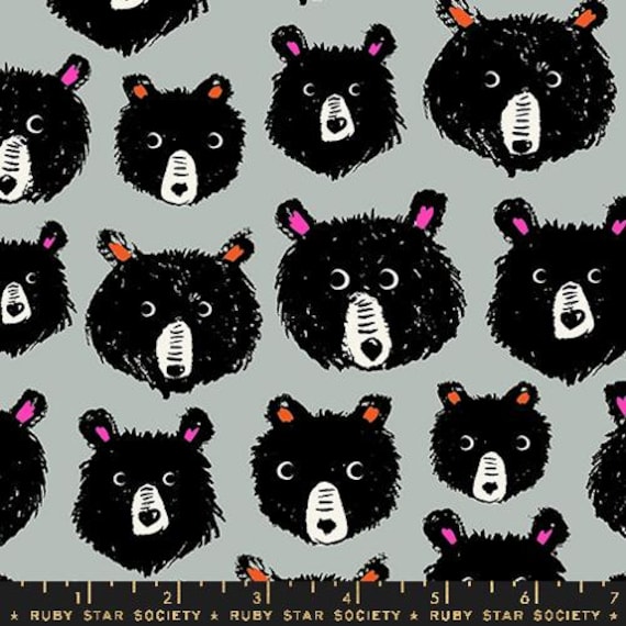 Teddy And The Bears, in Oyster, By Sarah Watts, Ruby Star Society, sold by the 1/2 yard or the yard