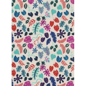 R1955-003 Lagoon - Leafy Wonder - Natural Unbleached Cotton Neon Pigment Fabric-Cotton and Steel/RJR- Sold by the half-yard cut continuous
