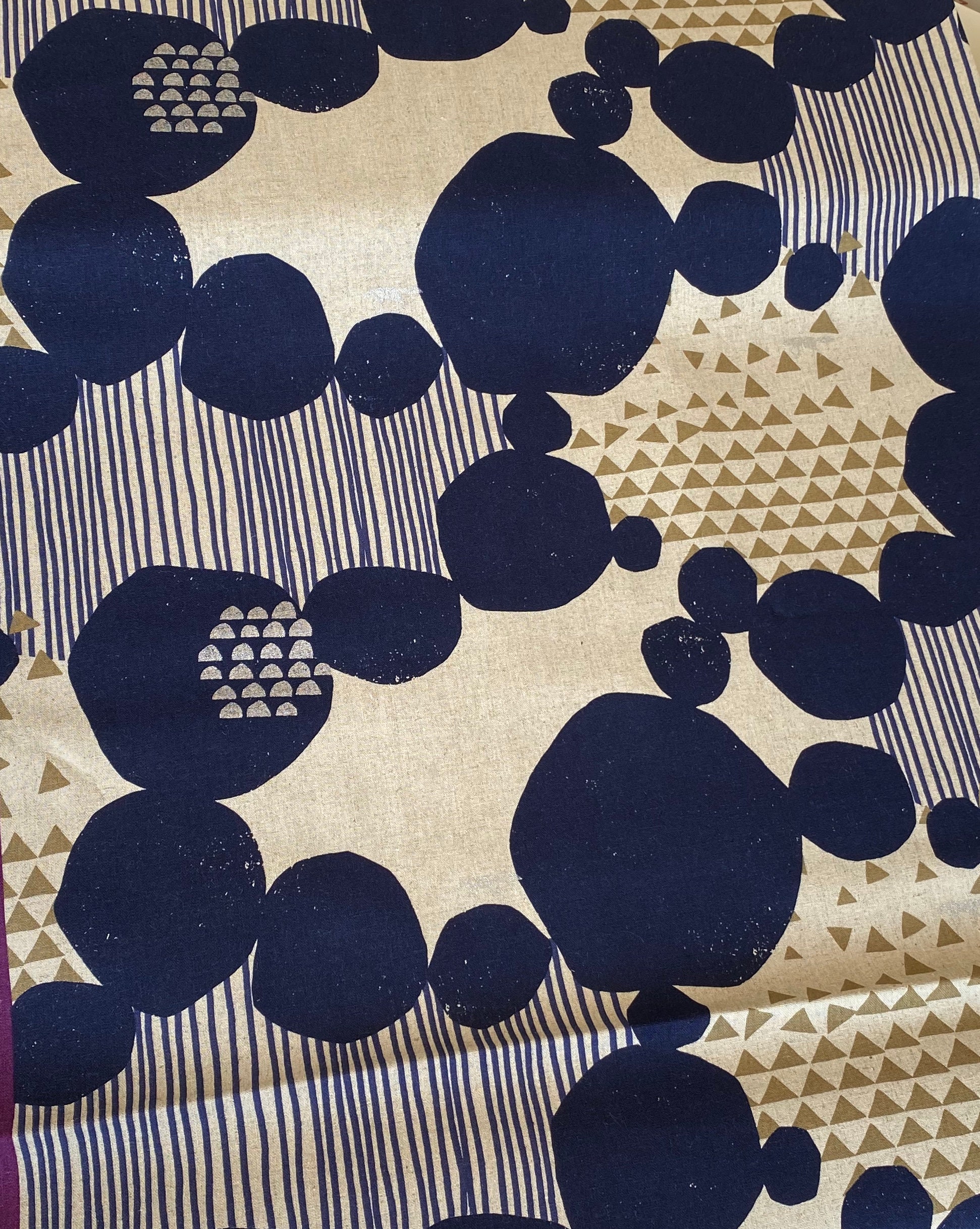 Japanese Echino abstract Art fabric by Etsuko Furuya, Stone-Navy, from ...