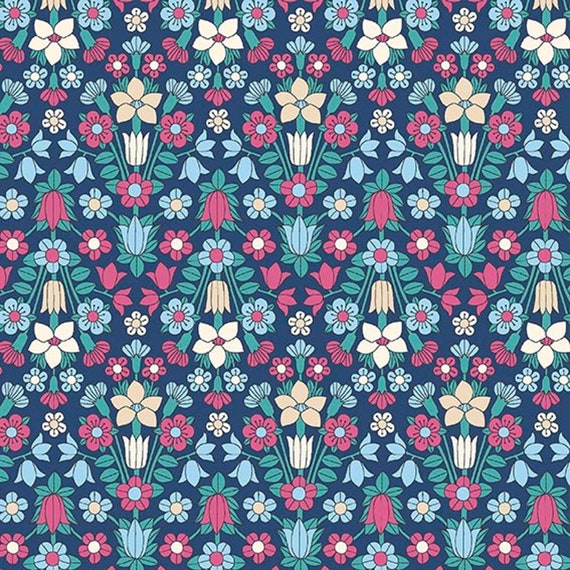 Flower Show Midnight Garden Hampstead Meadow, By Liberty Fabrics, sold by the 1/2 yard or the yard