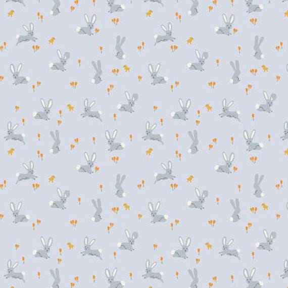 Easter - Bunnies - Blue Fabric, RP1503-BL2, Rifle Paper Co, Cotton + Steel, sold by the 1/2 yard or the yard