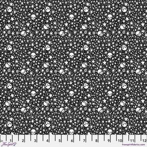 Witchy Ways, Starry Skulls, in Black, By Cori Dantini, FreeSpirit Fabrics, sold by the yard