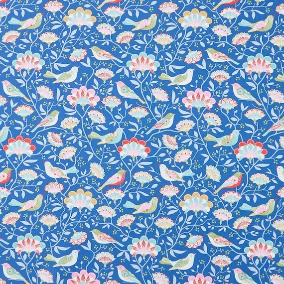 Jubilee, Bird Tree, in Blue, TIL100554-V15, by Tone Finnanger, For Tilda Fabrics, sold by the 1/2 yard or the yard
