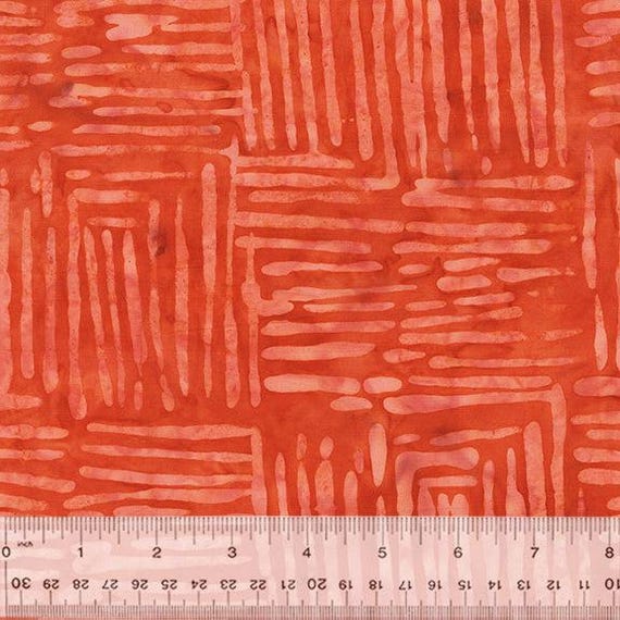 Line by Line, 8100Q-3, Clementine, Anthology Fabrics, Batik cotton, sold by the yard