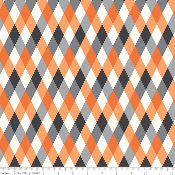 Frank and Friends, Diamonds, in Orange, by My Mind's Eye, Riley Blake designs, sold by the yard