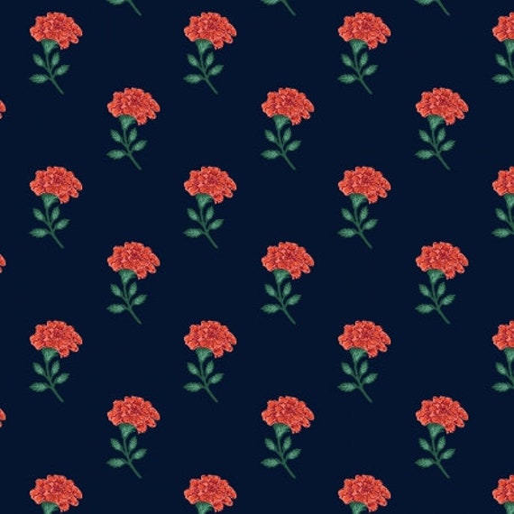 Vintage Garden, Marisol, Navy Fabric, RP1005-NA2, By Riffle Paper Co, Cotton & Steel, sold by the the 1/2 yard or the yard