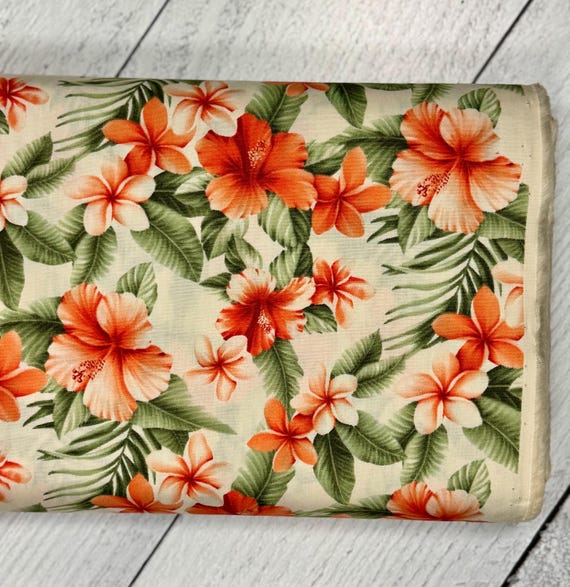 Orimono imports, Sevenberry, S-4236-1-5 Hawaiian, Tropical Floral, sold by the yard