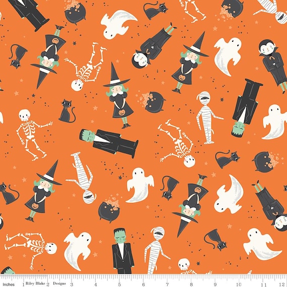 Frank and Friends Main Orange, by My Mind's Eye, Riley Blake designs, sold by the yard