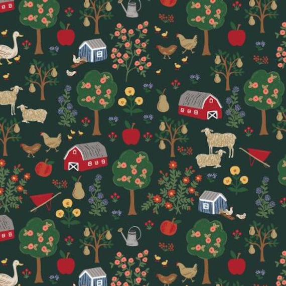 Home Sweet Home - Farmhouse - Evergreen Fabric Cotton+Steel, sold by the yard