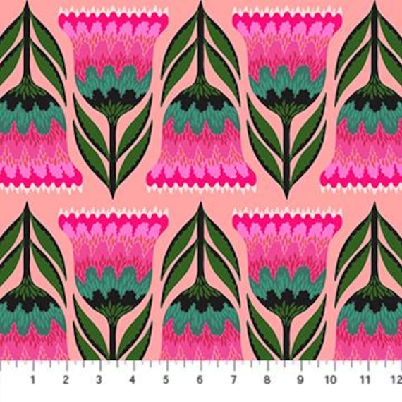 Jumpstart, Celosia, in Punch, AMT130-23L, Anna Maria Textiles, Northcott Fabrics, sold by the yard