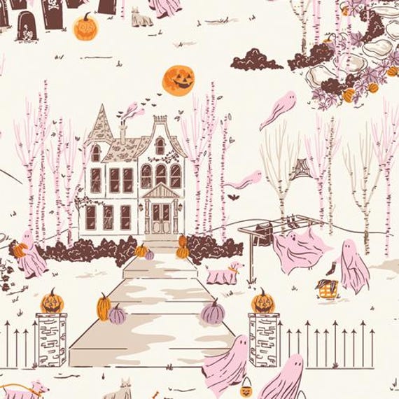 Ghostly & Haunted fabric collection, by AGF, Ghost Town, in Multi, sold by the yard