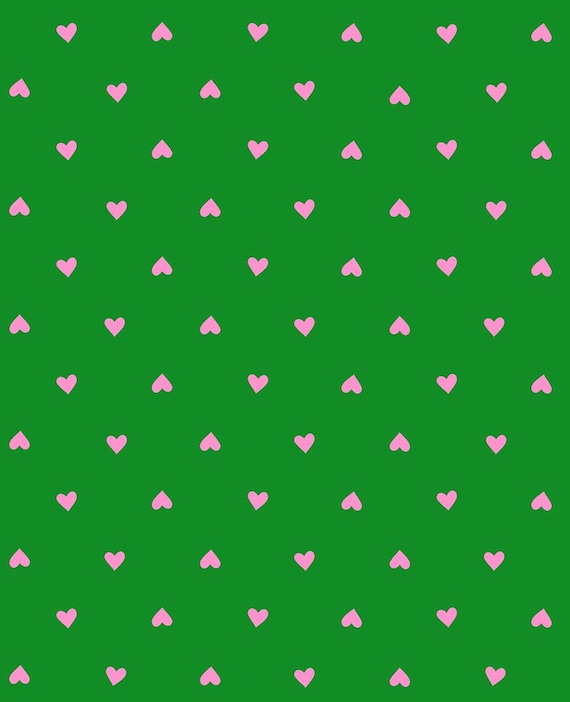 Trinketry, hearts, in Deep Verdant Neon, RS0091 34, Ruby Star, sold by the yard