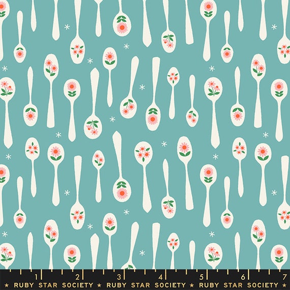 Camellia Stirring Turquoise, RS0033 14 Ruby Star, Ruby Star Society, By Melody Miller, Moda, Sold by the 1/2 yard or the yard