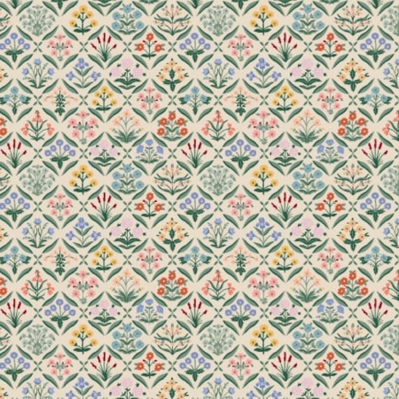 Vintage Garden, Estee, Cream Fabric, RP1004-CR1, By Riffle Paper Co, Cotton & Steel, sold by the 1/2 yard or the yard