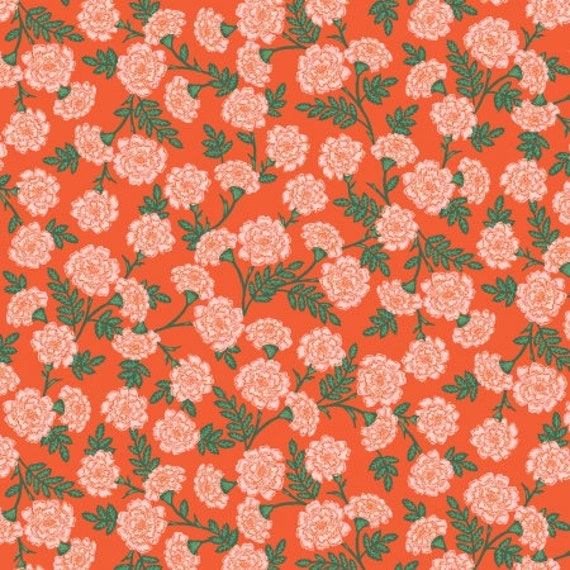 Bramble, Dianthus, Red Fabric, RP904-RE3, Rifle Paper Co, Cotton + Steel, Sold by the 1/2 yard or the yard