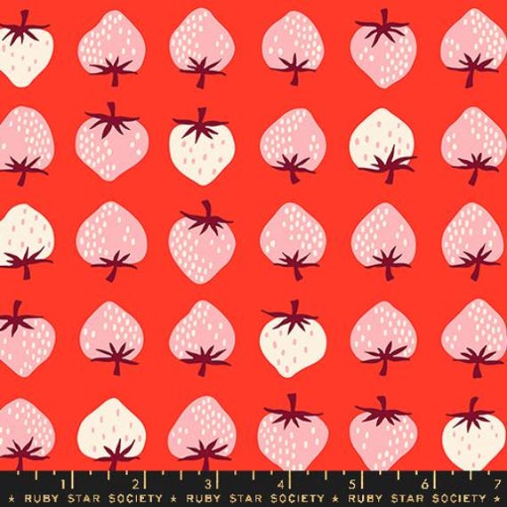 Strawberry, Strawberry Retro Kitsch, in Lollipop, by Kimberly Kight, RS3084 18, Ruby Star, Moda, sold by the 1/2 yard or the yard