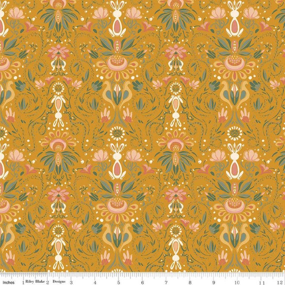 Elegance Main Gold, By Corinne Wells, For Riley Blake Designs, Sold by the 1/2 yard or the yard