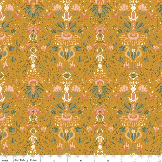  Riley Blake Designs Riley Blake Indigo Garden Main Fabric,  Yellow Yard : Arts, Crafts & Sewing