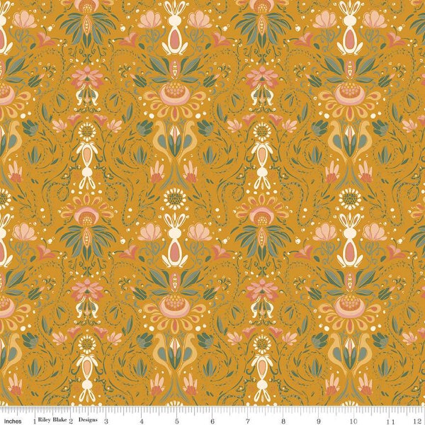 Elegance Main Gold, By Corinne Wells, For Riley Blake Designs, Sold by the 1/2 yard or the yard