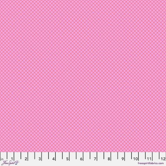 On the Grid, in Bubblegum, Tula Pink, True Colors, 100% cotton, sold by the yard