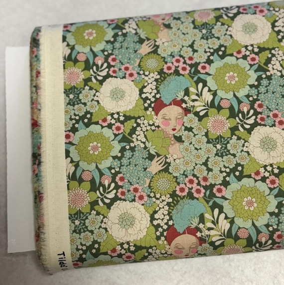 Wallflower, in Green, By  Tone Finnanger, Tilda Fabric's, sold by the yard