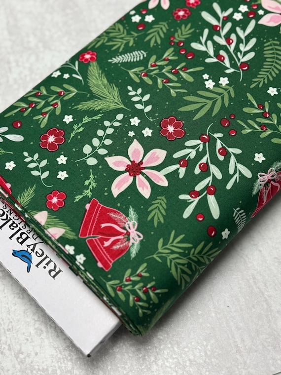 Mistletoe & Holly, Main print, in Forest, by Beverly McCullough for Riley Blake Designs, sold be the yard