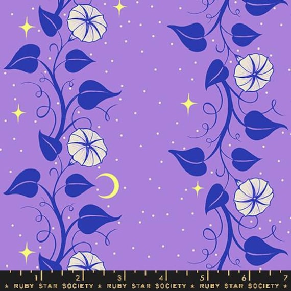 Glow Garden, Moon Vines Florals, in Amethyst, RS2114 15, By Sarah Watts, Ruby Star, sold by the yard