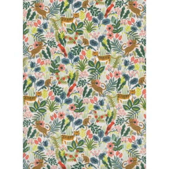 Menagerie - Jungle - Natural Unbleached Cotton Fabric- AB8029-002- Rifle Paper Co- Cotton + Steel/RJR- sold by the 1/2 yard or the yard