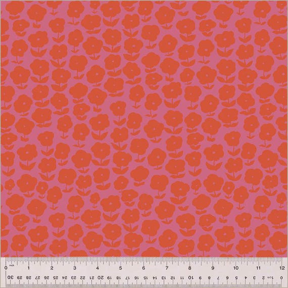 Ruby + Bee Blenders, Heather Ross, Puffy Daisy, 54413-1 Purple/Red, Windham Fabrics, sold by the yard.