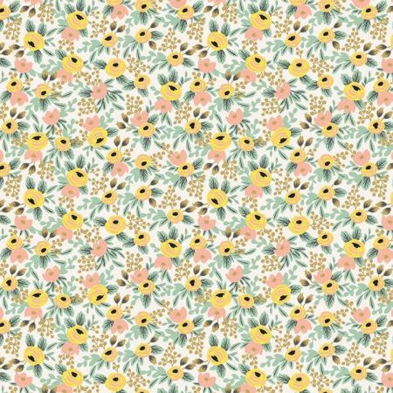 Primavera - Rosa, Cream Fabric, Rifle Paper Co, for Cotton and Steel/RJR, sold by the 1/2 yard or the yard