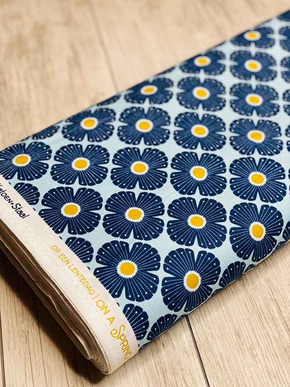 On a Spring Day - Blossom - Light Blue Fabric- LV402-LB2 - Cotton and Steel- RJR- Sold by the 1/2 yard or the yard